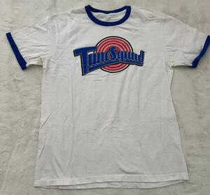 Space Jam Tune Squad Ringer T Shirt Mens L White Blue Graphic Tee Looney Tunes
